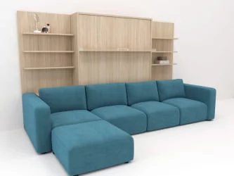 Диван кровать трансформер Смарт 1 П+КД+П+Пуф 1400 Дуб молочный