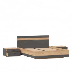 Кровать двуспальная 1600 с тумбами Фиджи 015 Дуб Золотой Антрацит