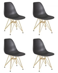 Стул обеденный ДОБРИН ДСР (ножки золотые, цвет тёмно-серый (ГР-04)) 4 шт / DOBRIN DSR (GR-04))