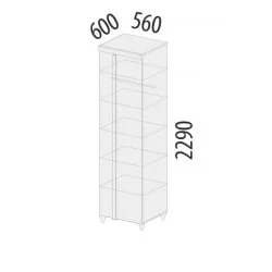 Шкаф для одежды с полками и штангой Катрин 92.15 Дуб венге Белый песок Браун вуд