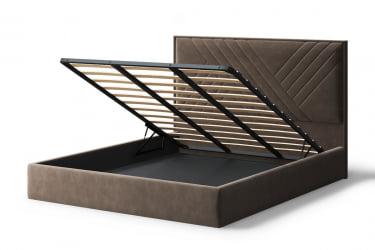 Кровать МИРА 2000*1400мм (без опор), велюр Бренди лайт 29 (коричневый), (б/основания, б/матраса)