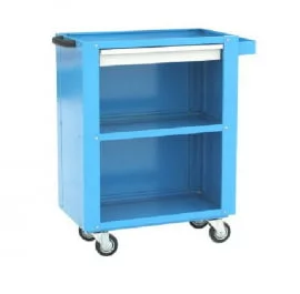 Тележка инструментальная с задней и боковыми стенками с 3-мя полками, ящиком