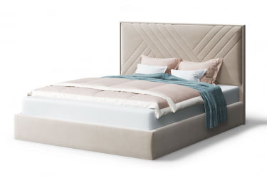 Кровать МИРА 2000*1200мм (без опор), велюр Бренди лайт 03 (бежевый), (б/основания, б/матраса)