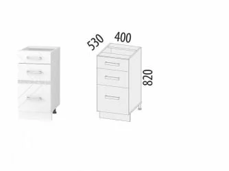 Напольный шкаф (3 ящика с метабоксами) Бьянка 102.59