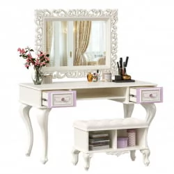 Стол письменный с зеркалом и банкеткой Маркиза 06 Алебастр Шампань