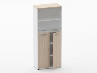 Шкаф 4 широкий верх стеклянные двери, низ закрытый Deka 10.19.191 Туя/Белый