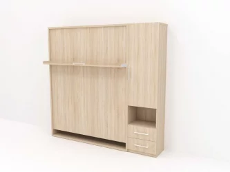 Кровать-трансформер Смарт 1 со шкафом 1400 правый Белая шагрень