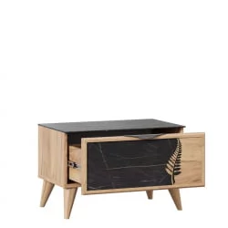 Тумба прикроватная Шелли правая с декоративным щитом Камень Пьетра чёрный