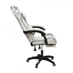 Геймерское кресло 1208, замша, цвет бело-серый с массажем, арт 1208-White-Grey