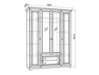 Корпус Шкаф 4-створчатый Белла  модуль 02 белый/джелато софт