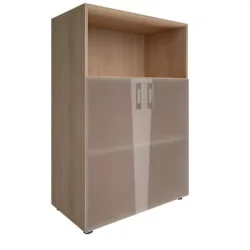 Шкаф книжный средний со стеклом без топа YALTA LT-ST 2.2 Снежная Патина