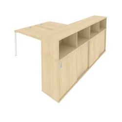 Рабочая станция с опорным шкафом-купе Метал Сйстем Б.РС-СШК-4.4 Акация/Белый / Metal System