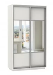 Шкаф-купе со стеклом Экспресс Дуо Комби 1200х2200h Белый снег