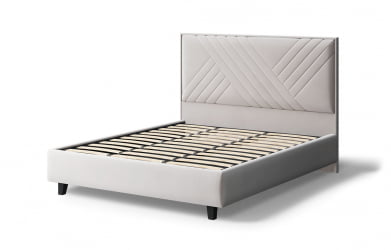 Кровать МИРА 2000*1600мм (на опорах), велюр НЕО 02 (бежевый), (б/основания, б/матраса) / NEO