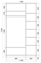 Двустворчатый гардеробный шкаф Хит-24-14-77 Орхидея Белая шагрень