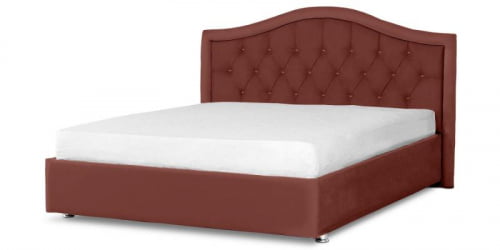 Мягкая интерьерная кровать "Калининград" с подъемным механизмом Материал фасада: Велюр; Спальное место: 800х2000 мм; Цвет фасада: Бордо; Цвет корпуса: Бордо 