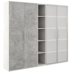 Шкаф высокий 4 створки, с нишей B-TONE BTN36153531 Сосна Бетон светлый Шкаф высокий 4 створки, с нишей B-TONE BTN36153531 Сосна Бетон светлый