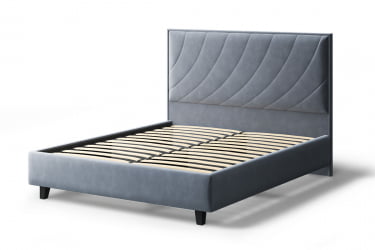 Кровать СОФИЯ 2000*1800мм (на опорах), велюр Бренди лайт 28 (серый), (б/основания, б/матраса)