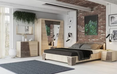 Кровать Санремо КР-001 Дуб сонома светлый Ателье темное