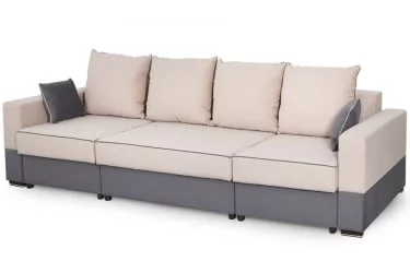 Серый диван из велюра Бостон 2800 Стандарт Бежево-темно-серый