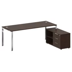 Стол рабочий руководителя с опорной тумбой левый МЕТАЛ СЙСТЕМ ДИРЕCТ БГ.СРТ-6.8 Пр Венге Цаво / METAL SYSTEM DIRECT