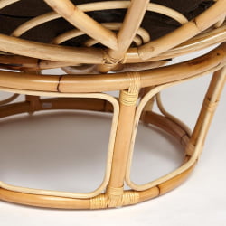Кресло PAPASAN ECO/ПАПАСАН ЭКО P115-1/SP STD /c подушкой, ремешками/ диаметр подушки 125 см, 115x101x92 см, Natural (натуральный), ткань Коричневый, 3М7-147