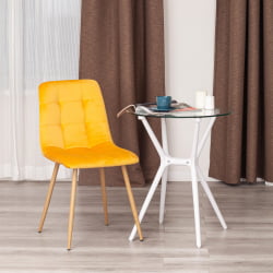 Стул CХИЛЛЙ (мод. 7094-1) вельвет/металл, 44,5х52,5х86 см, йеллов (желтый) ХЛР41 / натуральный / CHILLY (mod. yellow HLR41