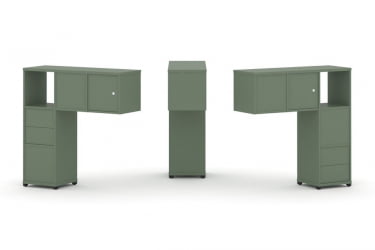 Надставка на стол низкая двухсторонняя + задняя стенка (4 шт.) + блок с 2-мя ящиками (2 шт.) + распашной фасад (2 шт.) CОНCЕПТ CН.ДНН-004 Кобо Черный металл / CONCEPT CN.DNN-004