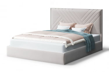 Кровать МИРА 2000*1600мм (без опор), велюр НЕО 02 (бежевый), (б/основания, б/матраса) / NEO