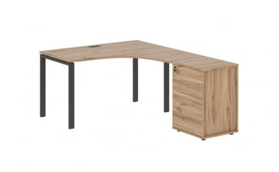 Стол эргономичный с тумбой правый EDIS EUCET 1318 R Дуб Денвер светлый Мокко