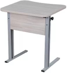 Парта одноместная рост 6 эргономичная Белая ЛДСП/Серая кромка/Металл Серый