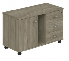 Тумба опорная (мобильная) с 3 ящиками, распашным фасадом и нишей (правая) Wing WN.203.OD.R Дуб темный