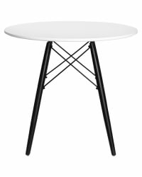 Стол обеденный DOBRIN CHELSEA 80 BLACK (столешница белая, основание черное)