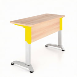 Парта двухместная Де Гласси Н (рост 3-5)  ЛДСП Дуб Сантана/ Металл Серый+Желтый