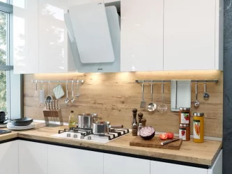 Кухня угловая Шервуд №1 Белый Белый глянец Черный