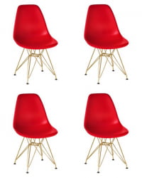 Стул обеденный ДОБРИН ДСР (ножки золотые, цвет красный (Р-02)) 4 шт / DOBRIN DSR (R-02))