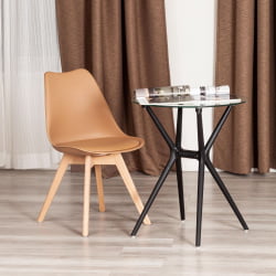 Мягкий стул TULIP (mod. 73-1) дерево/пластик/экокожа, 47,5x55x80 см, Бежевый (Latte)