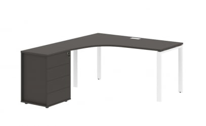 Стол эргономичный с тумбой левый EDIS EUCET 1518 L Мокко Белый