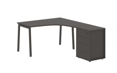 Стол эргономичный с тумбой (правый) ЕДИС ЕЛCЕТ 1318 Р Мокко / EDIS ELCET R