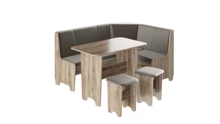 Кухонный уголок Техас Исп.1 Дуб Сонома трюфель/Экокожа коричневая