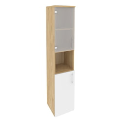Шкаф высокий узкий левый ОНИКС О.СУ-1.4(Л) Тиквуд Светлый/Белый / ONIX O.SU-1.4(L)