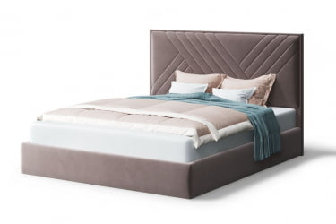 Кровать МИРА 2000*1400мм (без опор), велюр Бренди лайт 05 (кофе), (б/основания, б/матраса)