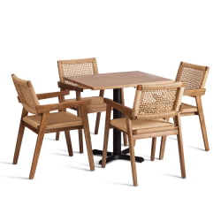 Стол VALHALLA дерево вяз/железная опора, 80х65х76 см, груша №3/черная опора