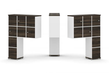 Надставка на стол высокая двухсторонняя + задняя стенка (8 шт.) + блок с 2-мя ящиками (2 шт.) + распашной фасад (6 шт.) CОНCЕПТ CН.ДНВ-004 Дуб Мали Белый бриллиант Белый металл / CONCEPT CN.DNV-004