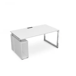 Стол с тумбой под системный блок ГЛОСС ЛИНЕ НССБ-О.994 Белый Премиум / GLOSS LINE