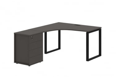 Стол эргономичный с тумбой левый EDIS EQCET 1318 L Мокко Черный