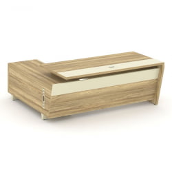 Стол руководителя с опорной тумбой, правый Corner COR.SRT-20(R) Гикори Песочный Ваниль