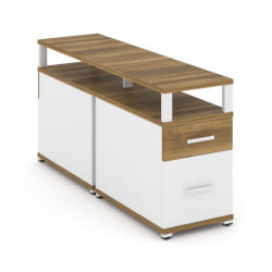 Тумба двухсторонняя опорная приставная с ящиком, распашным фасадом и надставкой CОНCЕПТ CН.ДТГП-002 Б/В Сандал Янтарный Белый бриллиант Белый / CONCEPT CN.DTGP-002 B/W