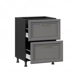 Тумба кухонная 600 с 2 ящиками ЛЮКС (4) Джелатто ЛД 241.900.000.163 Черный Оникс серый