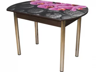 Стол обеденный Стекло европейский раздвижной ХРОМ евро раздвижная ЧС 70 ЛДСП Венге